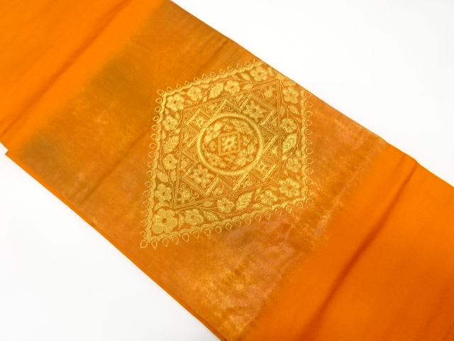 JAPANESE NAGOYA OBI / WOVEN RHOMBUS & FLOWER CREST